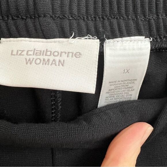 1X NWT Liz Claiborne Women black knit blend pants elastic waist - Picture 8 of 15